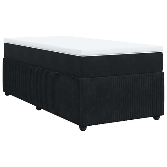 vidaXL Κρεβάτι Boxspring με Στρώμα Μαύρο 90x200 εκ. Βελούδινο