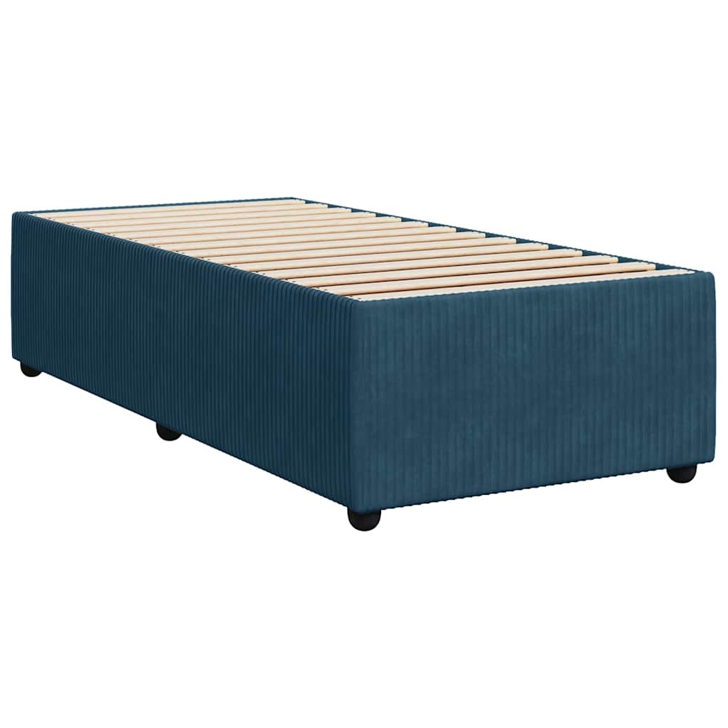 vidaXL Κρεβάτι Boxspring με Στρώμα Σκούρο Μπλε 90x200 εκ. Βελούδινο