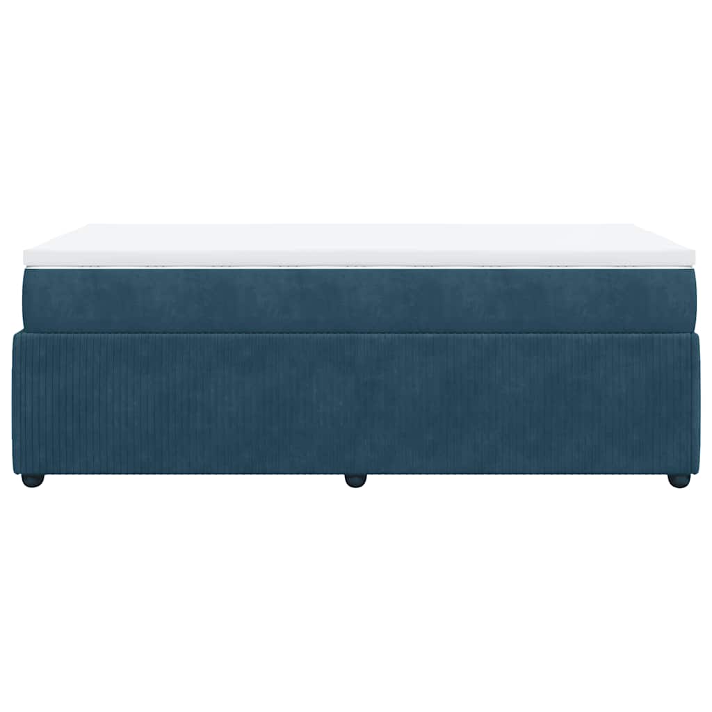 vidaXL Κρεβάτι Boxspring με Στρώμα Σκούρο Μπλε 90x200 εκ. Βελούδινο