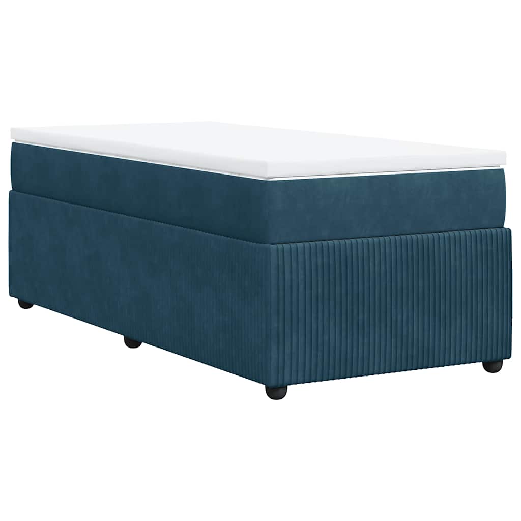 vidaXL Κρεβάτι Boxspring με Στρώμα Σκούρο Μπλε 90x200 εκ. Βελούδινο