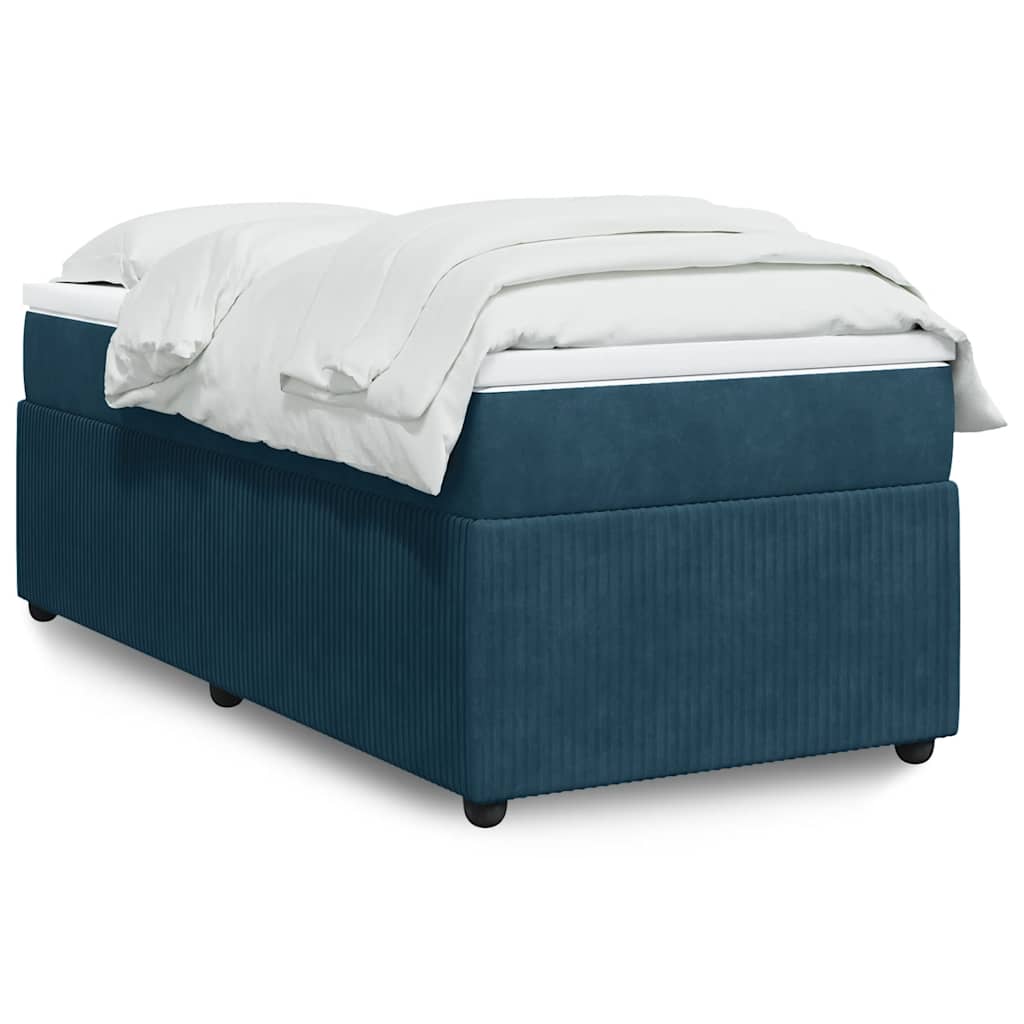 vidaXL Κρεβάτι Boxspring με Στρώμα Σκούρο Μπλε 90x200 εκ. Βελούδινο