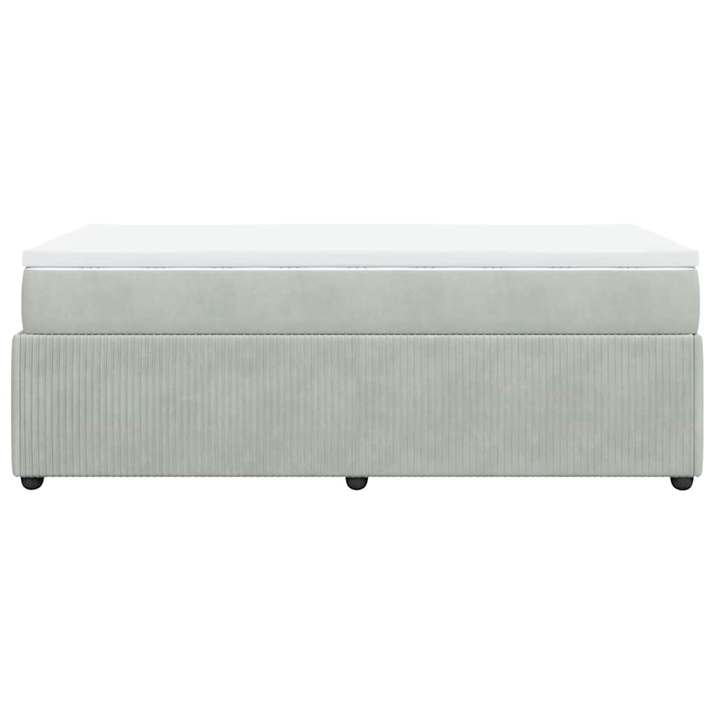 vidaXL Κρεβάτι Boxspring με Στρώμα Ανοιχτό Γκρι 100x200 εκ. Βελούδινο