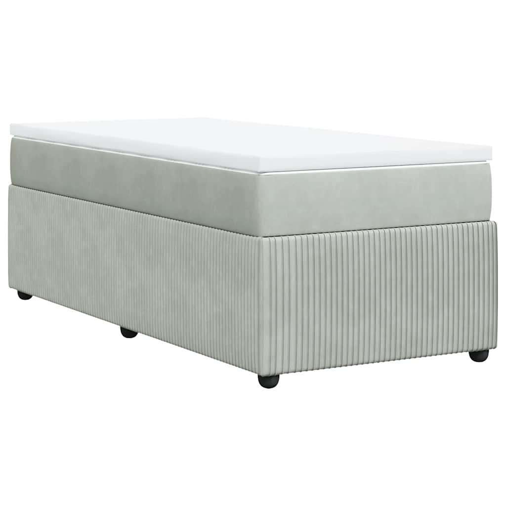 vidaXL Κρεβάτι Boxspring με Στρώμα Ανοιχτό Γκρι 100x200 εκ. Βελούδινο