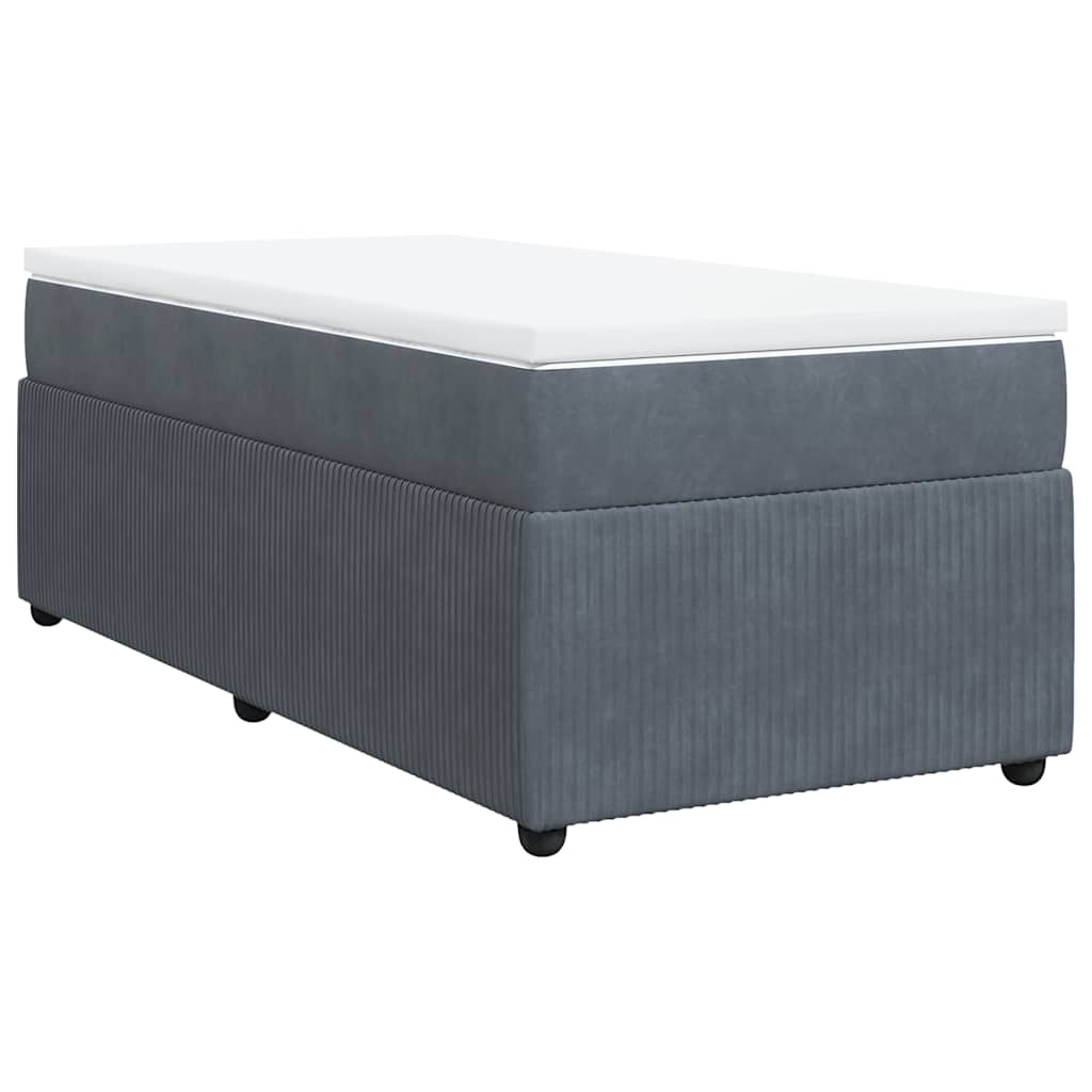 vidaXL Κρεβάτι Boxspring με Στρώμα Σκούρο Γκρι 100x200 εκ. Βελούδινο