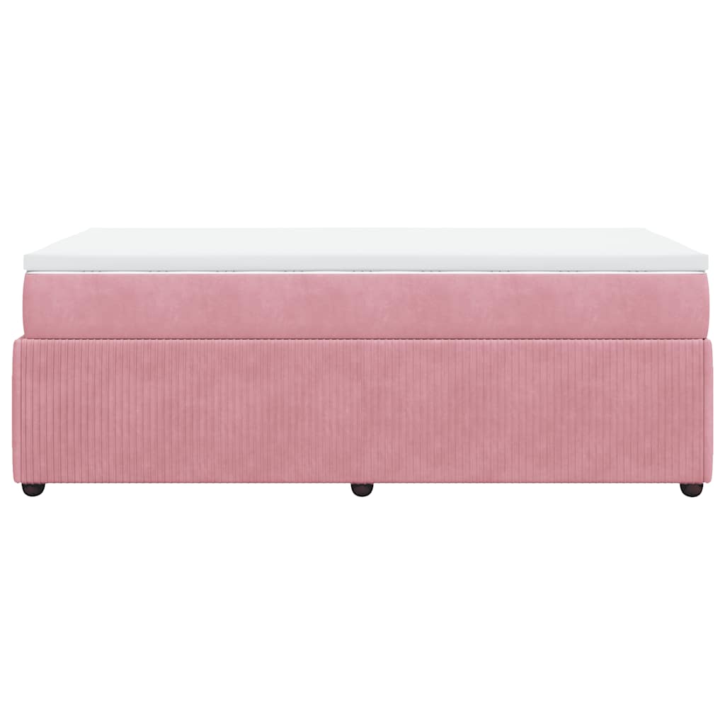 vidaXL Κρεβάτι Boxspring με Στρώμα Ροζ 100x200 εκ. Βελούδινο