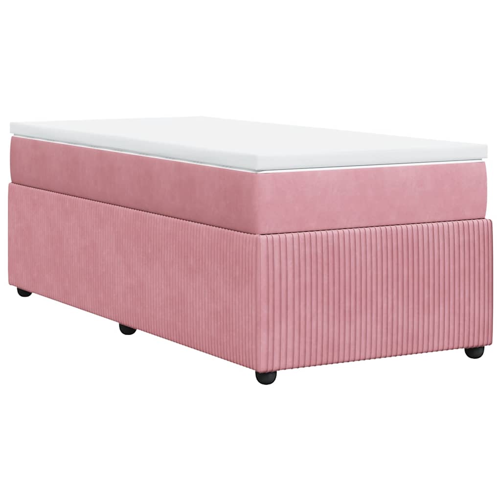 vidaXL Κρεβάτι Boxspring με Στρώμα Ροζ 100x200 εκ. Βελούδινο