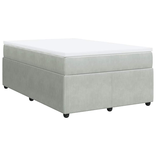 vidaXL Κρεβάτι Boxspring με Στρώμα Ανοιχτό Γκρι 120x190 εκ. Βελούδινο