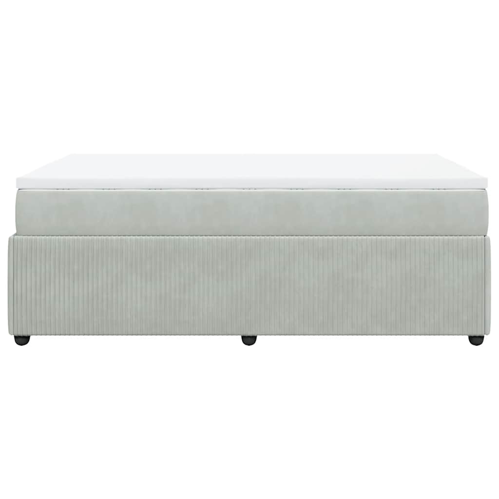 vidaXL Κρεβάτι Boxspring με Στρώμα Ανοιχτό Γκρι 120x190 εκ. Βελούδινο