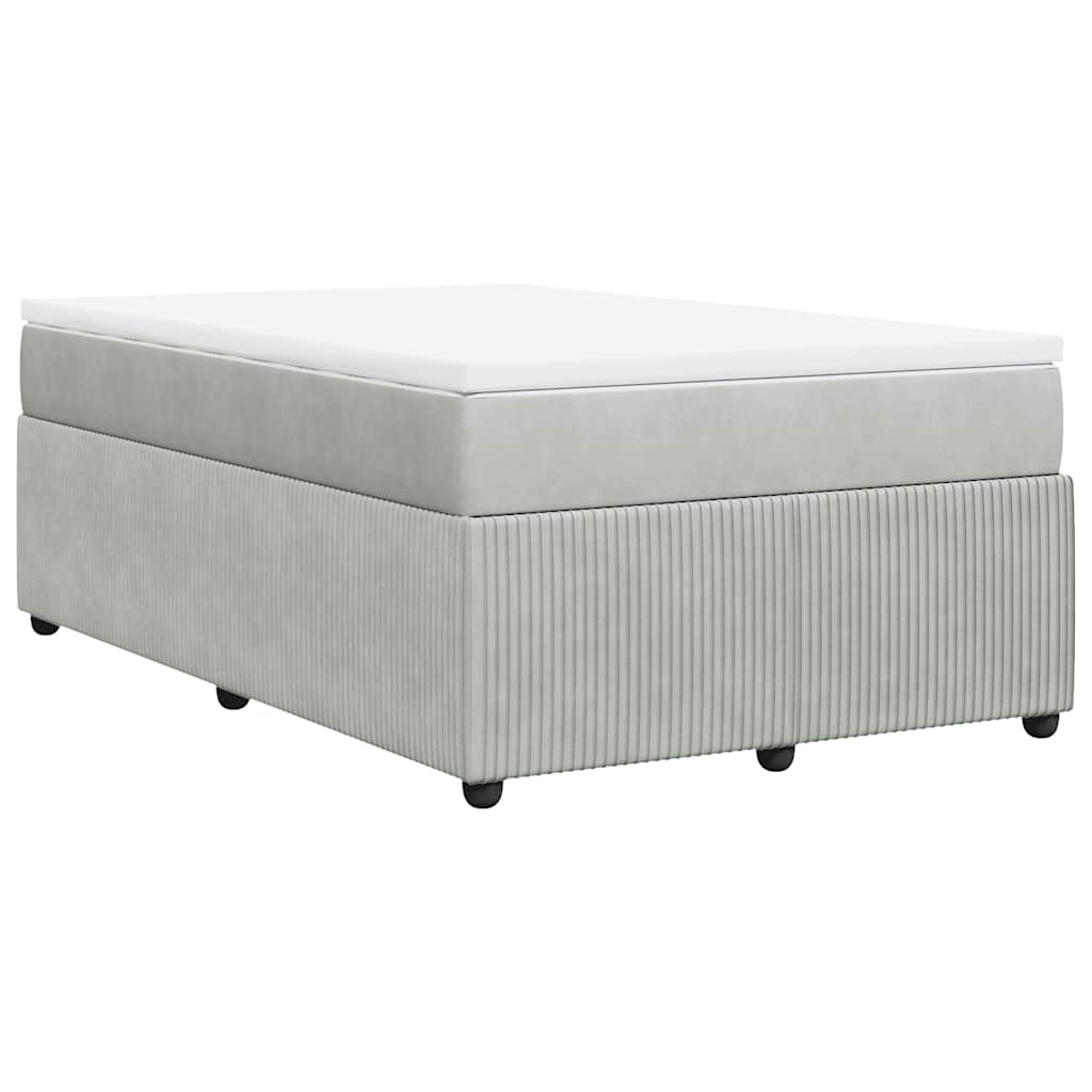 vidaXL Κρεβάτι Boxspring με Στρώμα Ανοιχτό Γκρι 120x190 εκ. Βελούδινο