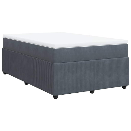 vidaXL Κρεβάτι Boxspring με Στρώμα Σκούρο Γκρι 120x190 εκ. Βελούδινο
