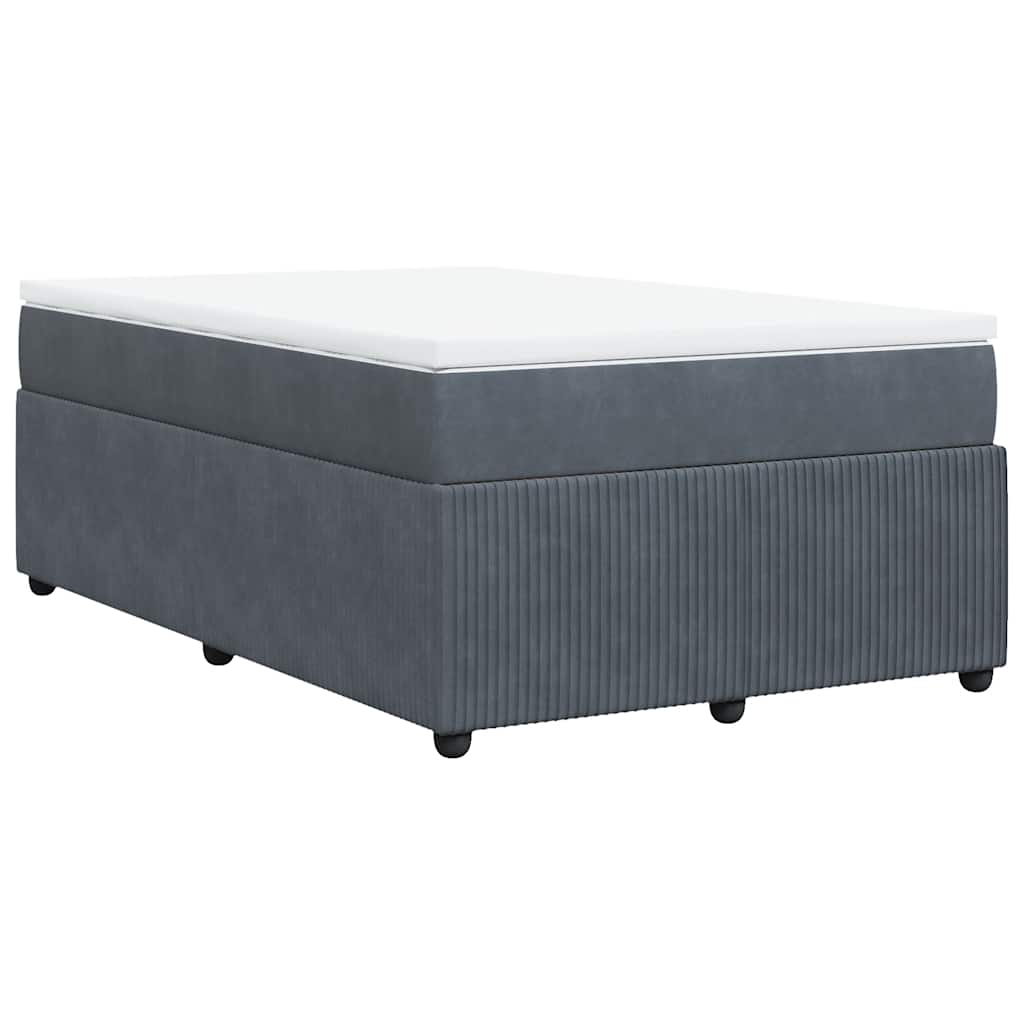 vidaXL Κρεβάτι Boxspring με Στρώμα Σκούρο Γκρι 120x190 εκ. Βελούδινο