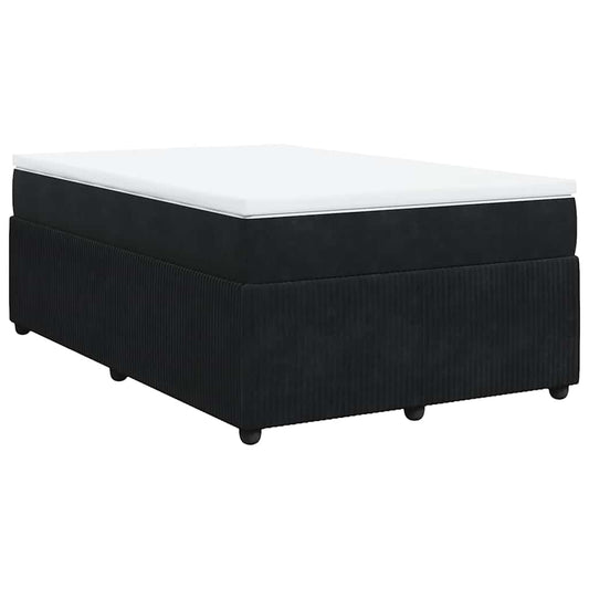 vidaXL Κρεβάτι Boxspring με Στρώμα Μαύρο 120x190 εκ. Βελούδινο
