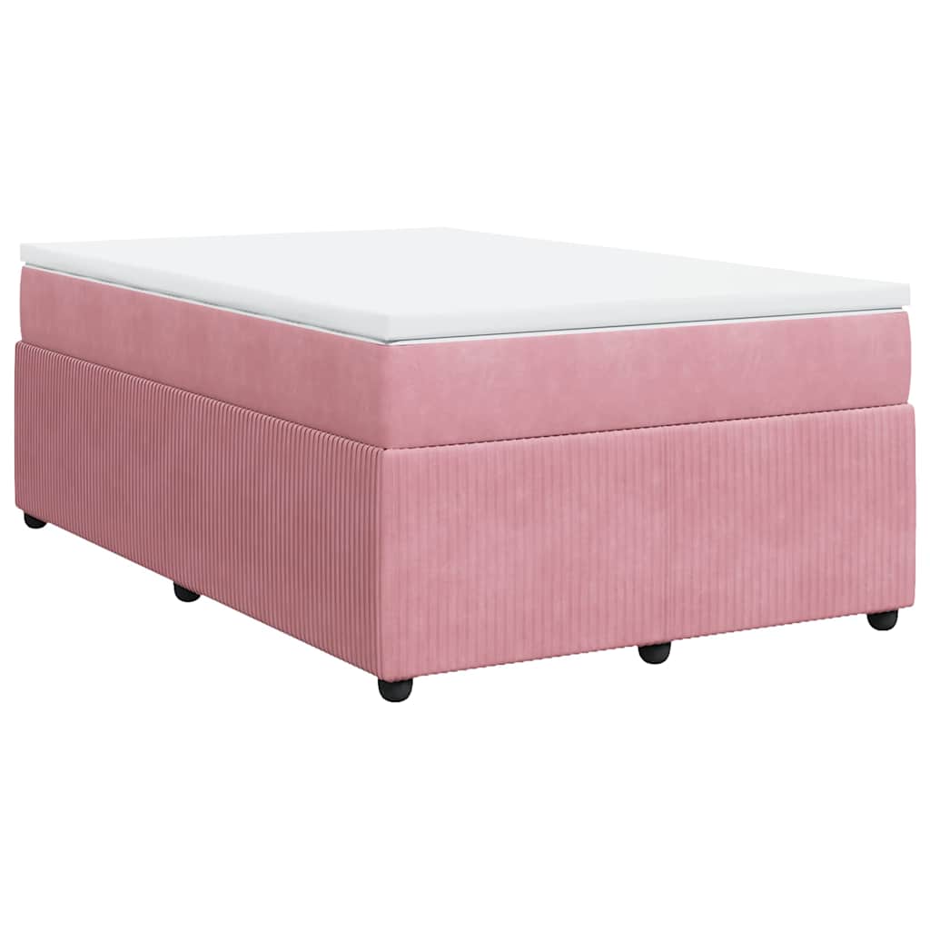 vidaXL Κρεβάτι Boxspring με Στρώμα Ροζ 120x190 εκ. Βελούδινο