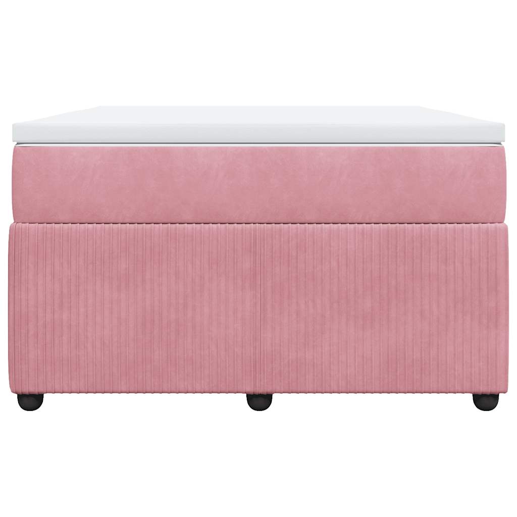 vidaXL Κρεβάτι Boxspring με Στρώμα Ροζ 120x190 εκ. Βελούδινο