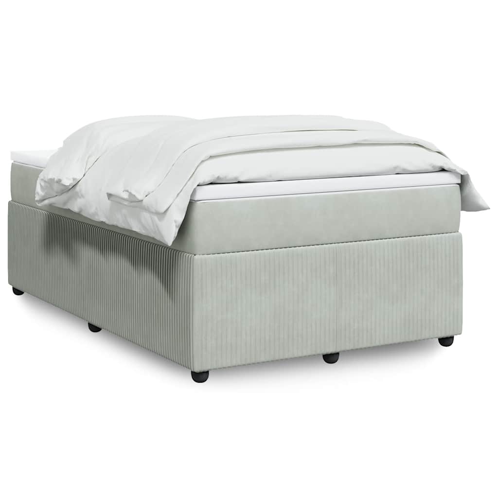 vidaXL Κρεβάτι Boxspring με Στρώμα Ανοιχτό Γκρι 120x200 εκ. Βελούδινο