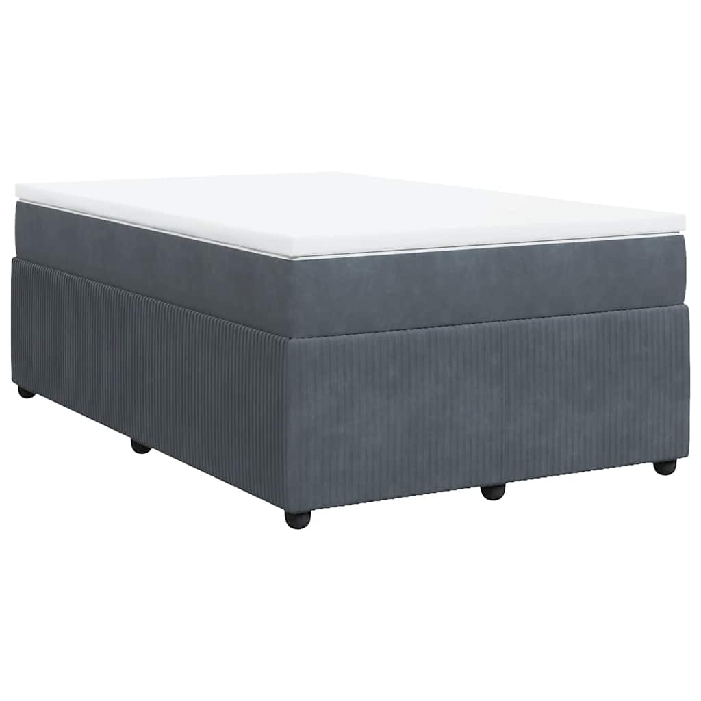 vidaXL Κρεβάτι Boxspring με Στρώμα Σκούρο Γκρι 120x200 εκ. Βελούδινο