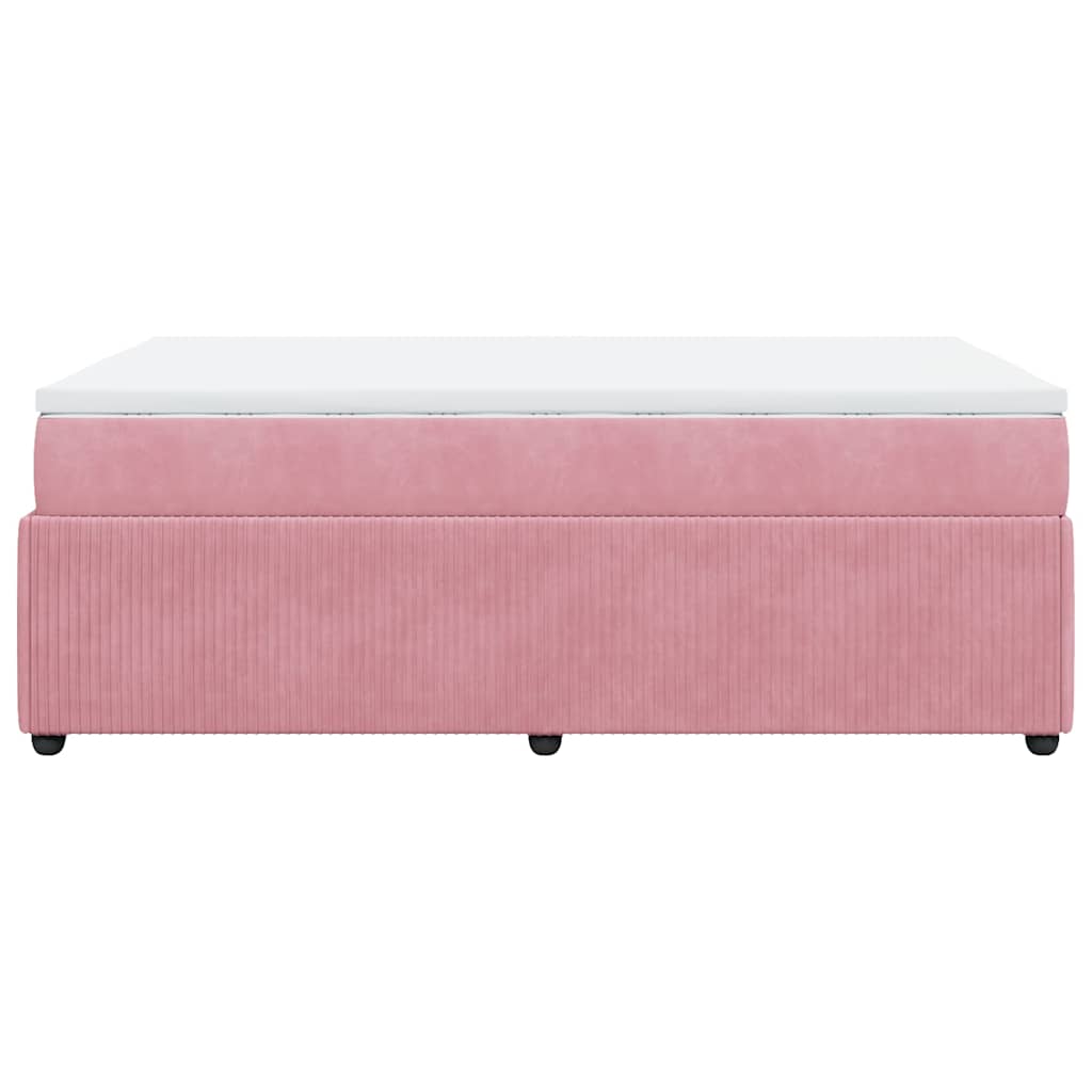 vidaXL Κρεβάτι Boxspring με Στρώμα Ροζ 120x200 εκ. Βελούδινο
