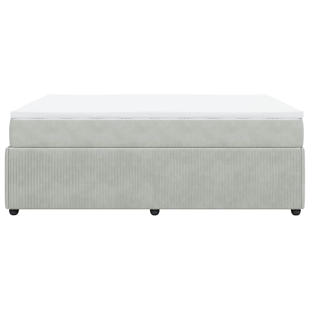 vidaXL Κρεβάτι Boxspring με Στρώμα Ανοιχτό Γκρι 140x190 εκ. Βελούδινο