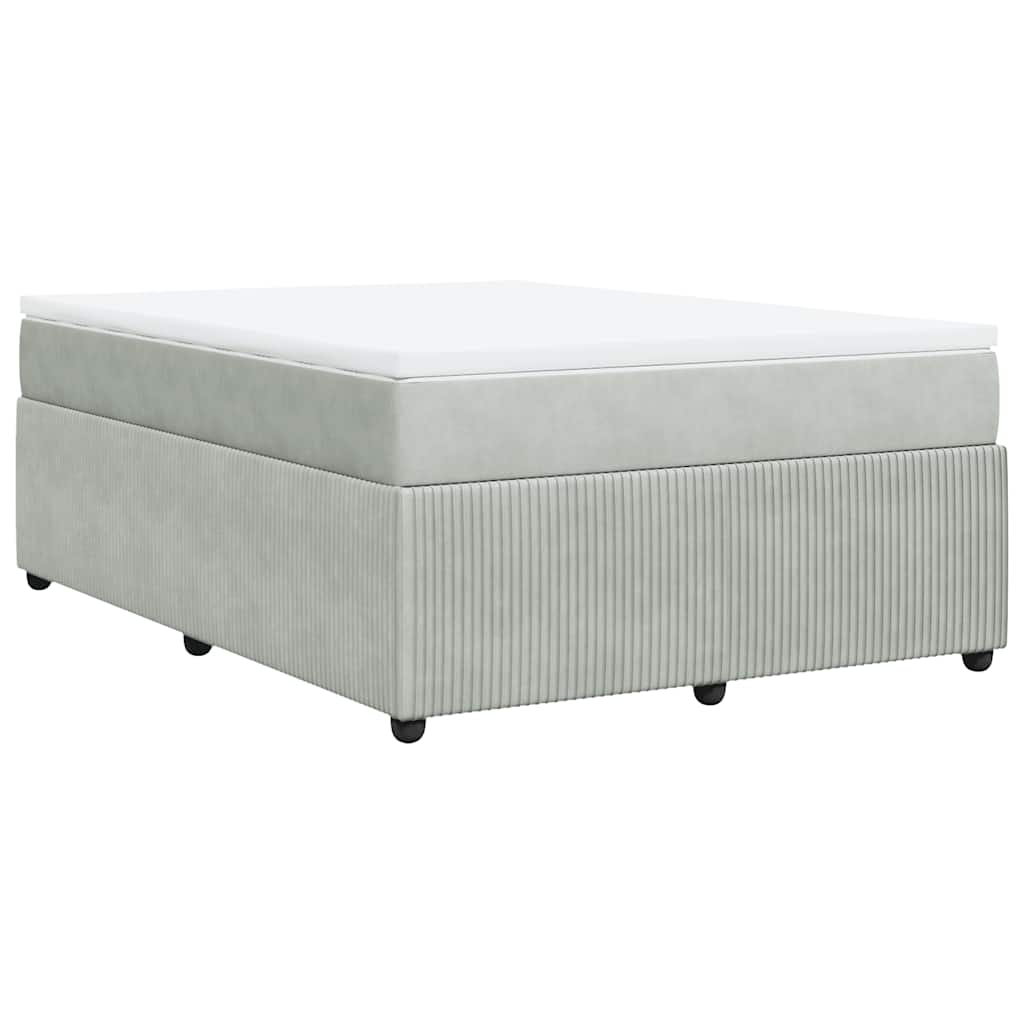 vidaXL Κρεβάτι Boxspring με Στρώμα Ανοιχτό Γκρι 140x190 εκ. Βελούδινο