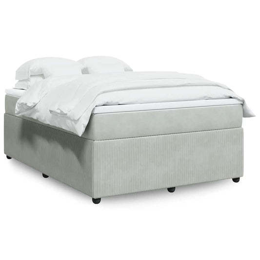 vidaXL Κρεβάτι Boxspring με Στρώμα Ανοιχτό Γκρι 140x190 εκ. Βελούδινο