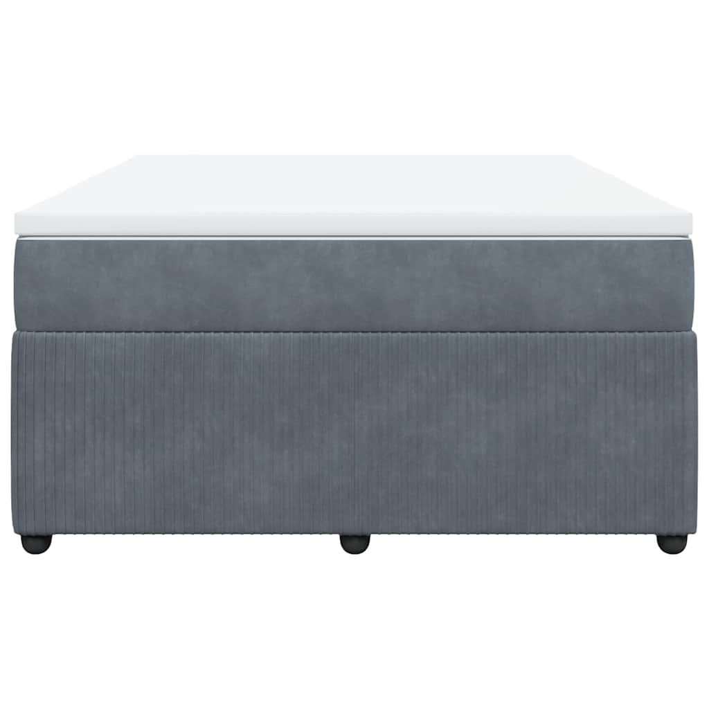 vidaXL Κρεβάτι Boxspring με Στρώμα Σκούρο Γκρι 140x190 εκ. Βελούδινο