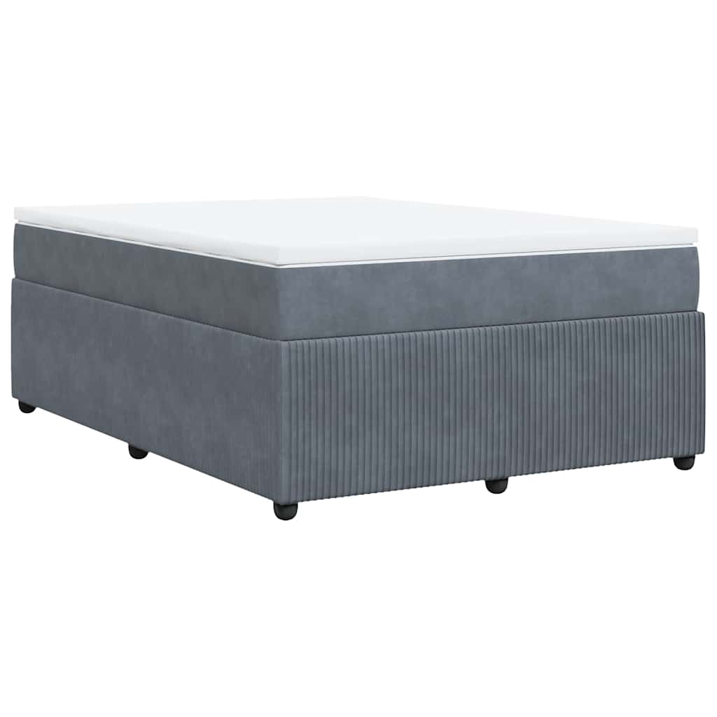 vidaXL Κρεβάτι Boxspring με Στρώμα Σκούρο Γκρι 140x190 εκ. Βελούδινο