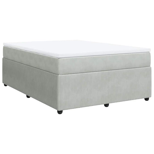 vidaXL Κρεβάτι Boxspring με Στρώμα Ανοιχτό Γκρι 140x200 εκ. Βελούδινο