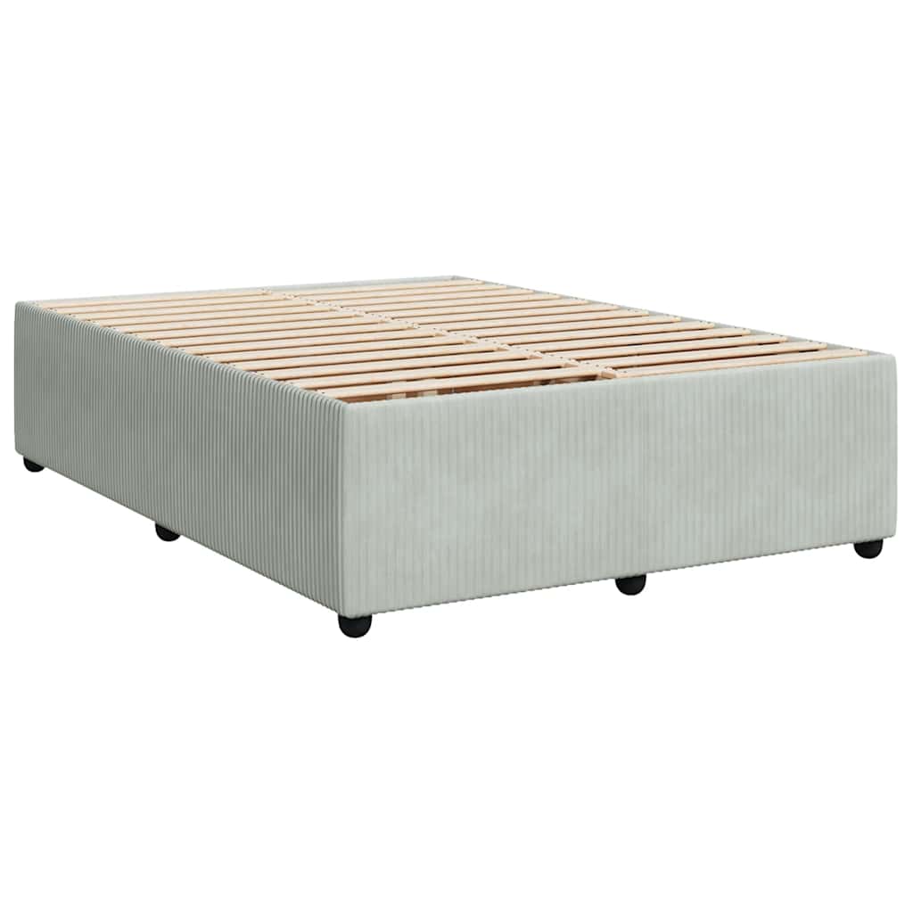 vidaXL Κρεβάτι Boxspring με Στρώμα Ανοιχτό Γκρι 140x200 εκ. Βελούδινο