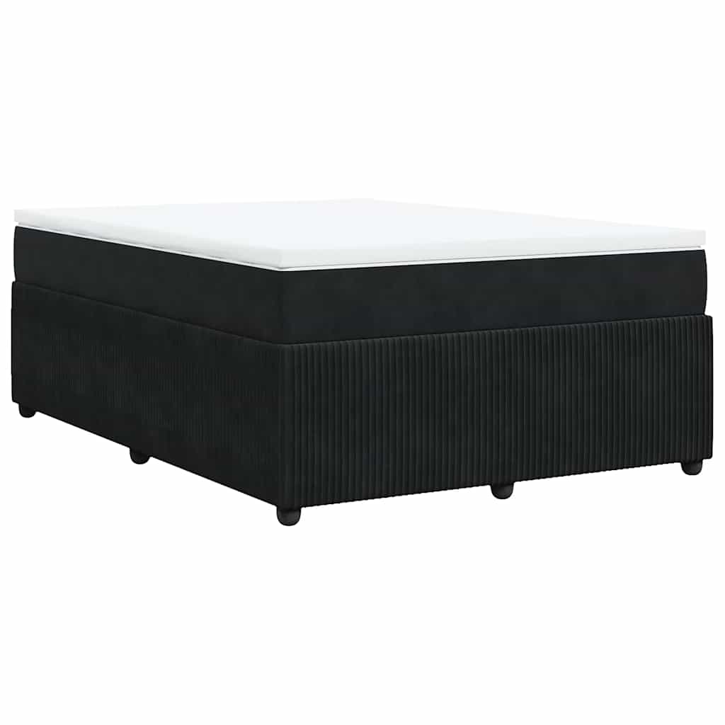 vidaXL Κρεβάτι Boxspring με Στρώμα Μαύρο 140x200 εκ. Βελούδινο