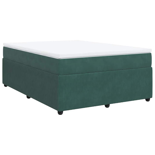 vidaXL Κρεβάτι Boxspring με Στρώμα Σκούρο Πράσινο 140x200εκ. Βελούδινο