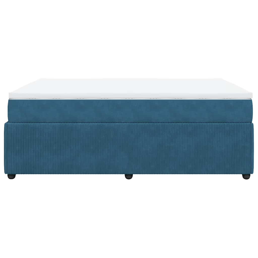 vidaXL Κρεβάτι Boxspring με Στρώμα Σκούρο Μπλε 140x200 εκ. Βελούδινο