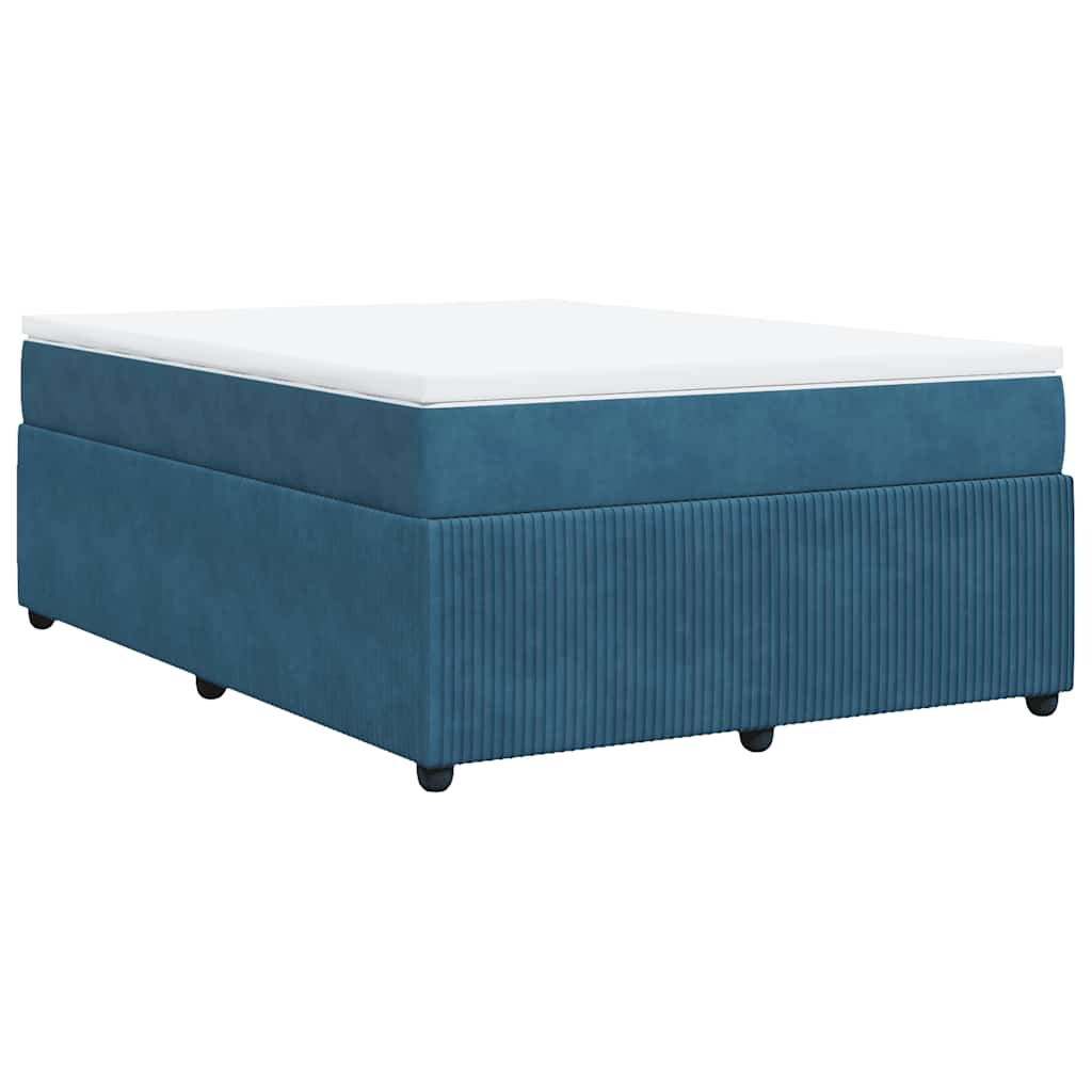 vidaXL Κρεβάτι Boxspring με Στρώμα Σκούρο Μπλε 140x200 εκ. Βελούδινο