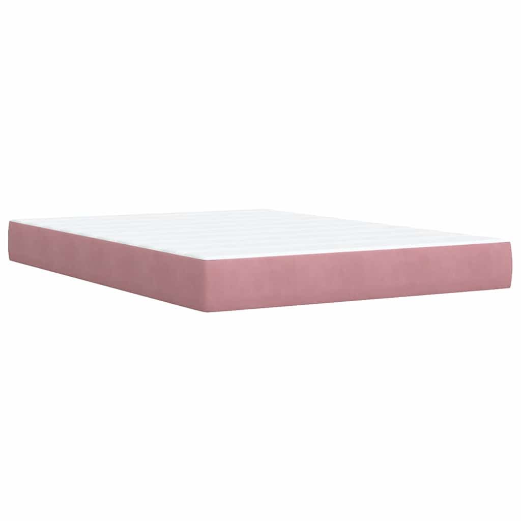 vidaXL Κρεβάτι Boxspring με Στρώμα Ροζ 140x200 εκ. Βελούδινο