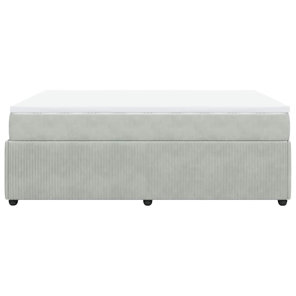 vidaXL Κρεβάτι Boxspring με Στρώμα Ανοιχτό Γκρι 160x200 εκ. Βελούδινο