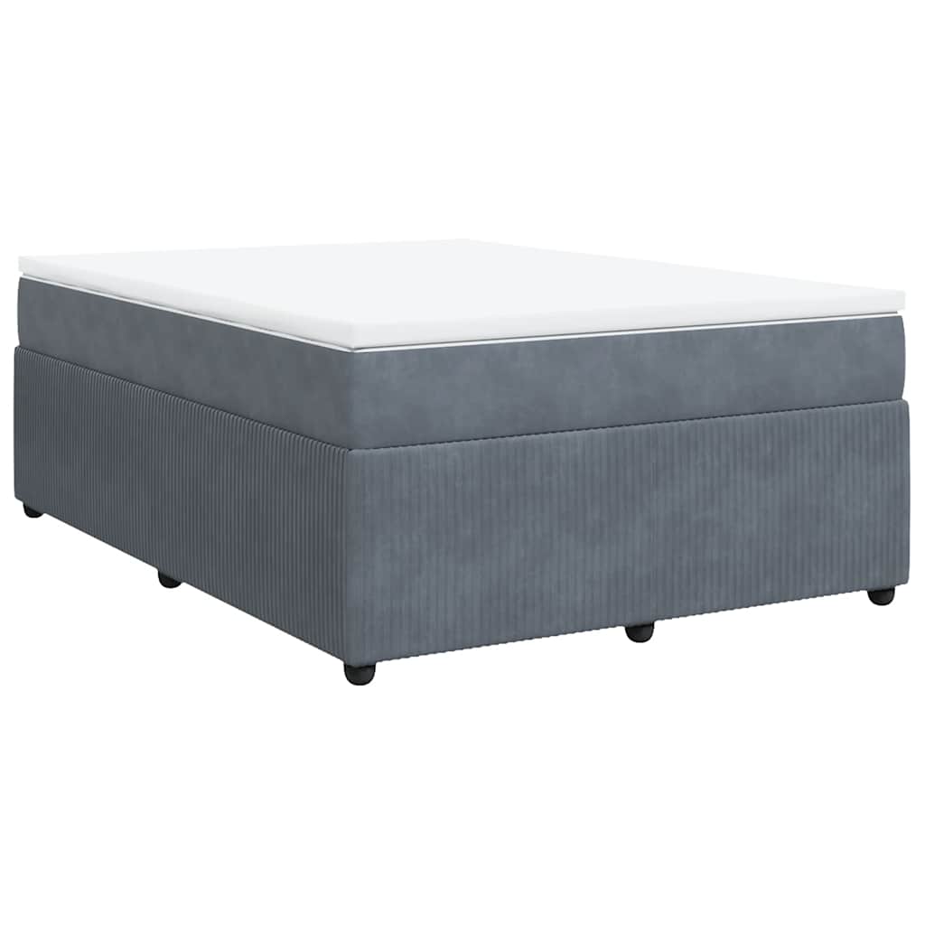 vidaXL Κρεβάτι Boxspring με Στρώμα Σκούρο Γκρι 160x200 εκ. Βελούδινο