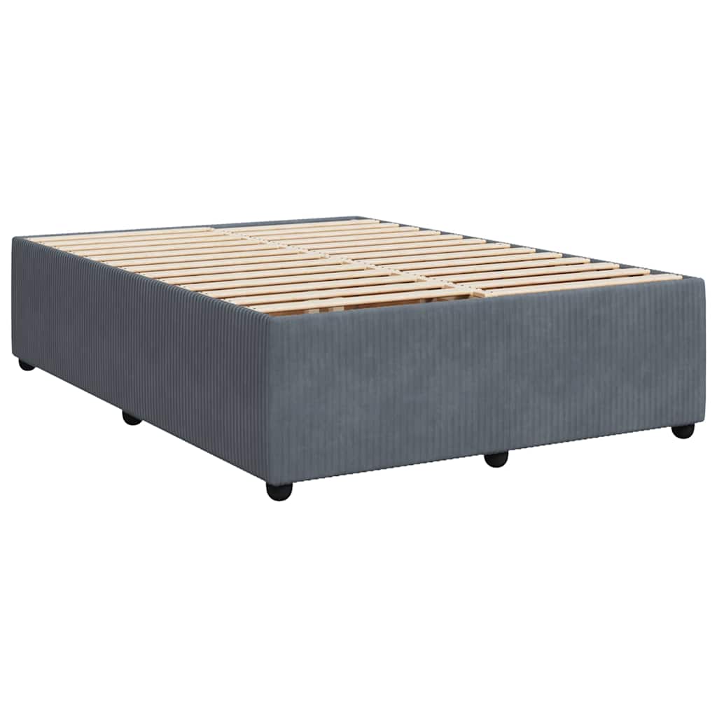vidaXL Κρεβάτι Boxspring με Στρώμα Σκούρο Γκρι 160x200 εκ. Βελούδινο