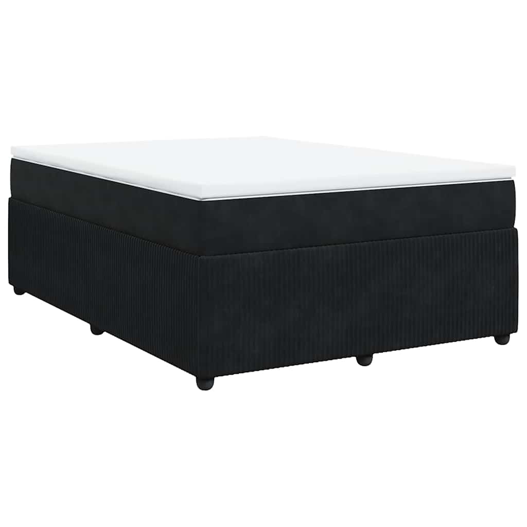 vidaXL Κρεβάτι Boxspring με Στρώμα Μαύρο 160x200 εκ. Βελούδινο