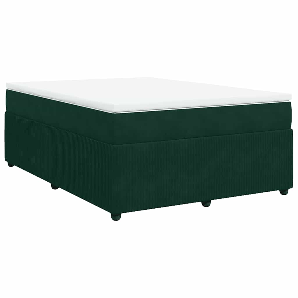 vidaXL Κρεβάτι Boxspring με Στρώμα Σκούρο Πράσινο 160x200εκ. Βελούδινο