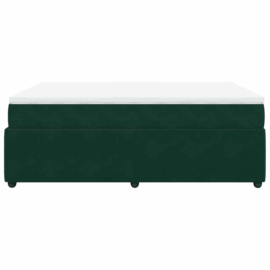 vidaXL Κρεβάτι Boxspring με Στρώμα Σκούρο Πράσινο 160x200εκ. Βελούδινο