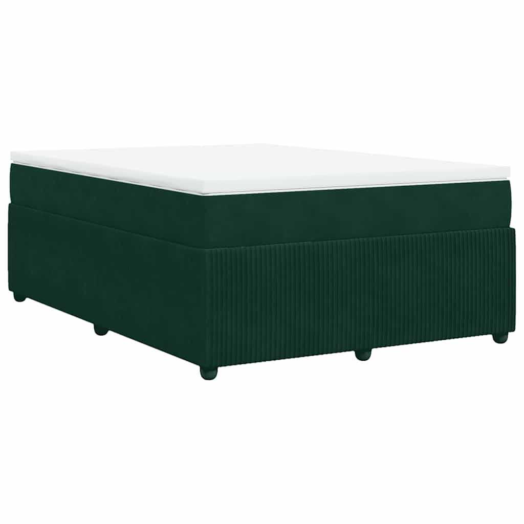 vidaXL Κρεβάτι Boxspring με Στρώμα Σκούρο Πράσινο 160x200εκ. Βελούδινο