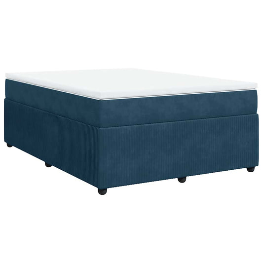 vidaXL Κρεβάτι Boxspring με Στρώμα Σκούρο Μπλε 160x200 εκ. Βελούδινο
