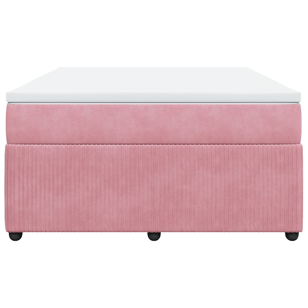 vidaXL Κρεβάτι Boxspring με Στρώμα Ροζ 160x200 εκ. Βελούδινο