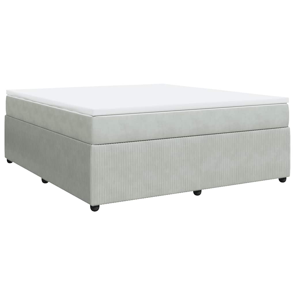 vidaXL Κρεβάτι Boxspring με Στρώμα Ανοιχτό Γκρι 180x200 εκ. Βελούδινο