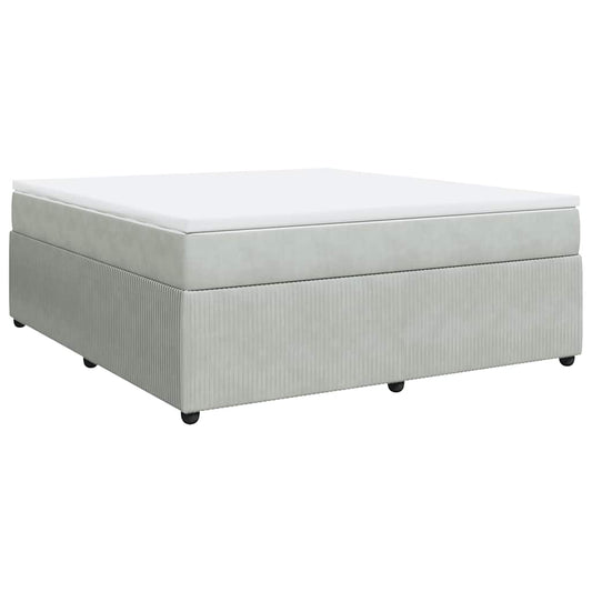vidaXL Κρεβάτι Boxspring με Στρώμα Ανοιχτό Γκρι 180x200 εκ. Βελούδινο