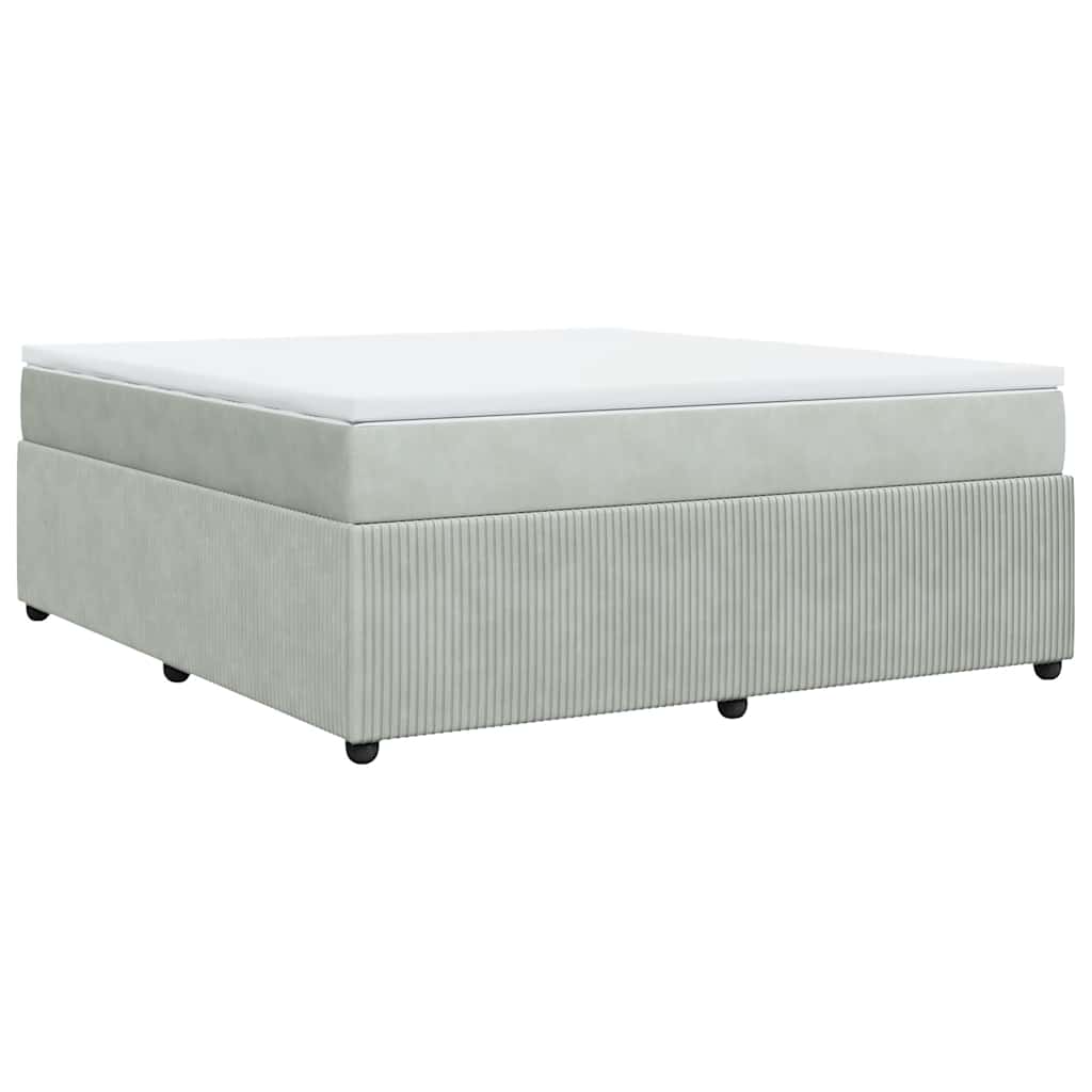 vidaXL Κρεβάτι Boxspring με Στρώμα Ανοιχτό Γκρι 180x200 εκ. Βελούδινο
