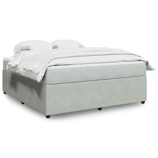 vidaXL Κρεβάτι Boxspring με Στρώμα Ανοιχτό Γκρι 180x200 εκ. Βελούδινο