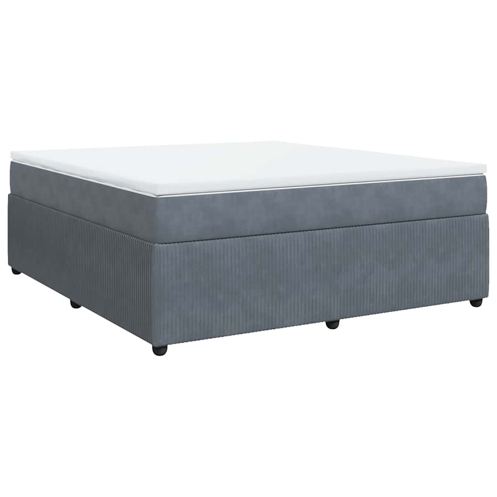 vidaXL Κρεβάτι Boxspring με Στρώμα Σκούρο Γκρι 180x200 εκ. Βελούδινο
