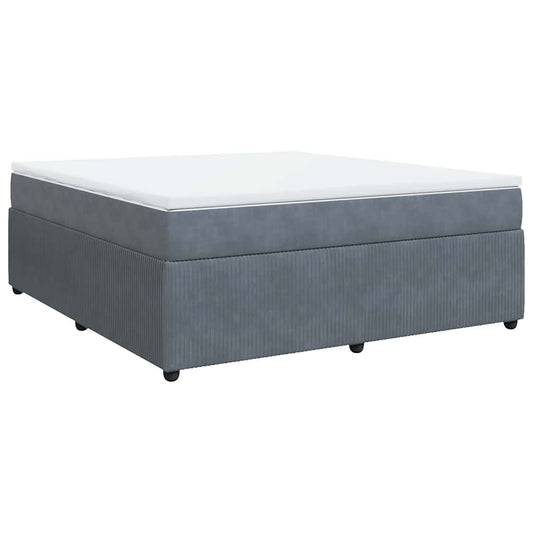 vidaXL Κρεβάτι Boxspring με Στρώμα Σκούρο Γκρι 180x200 εκ. Βελούδινο