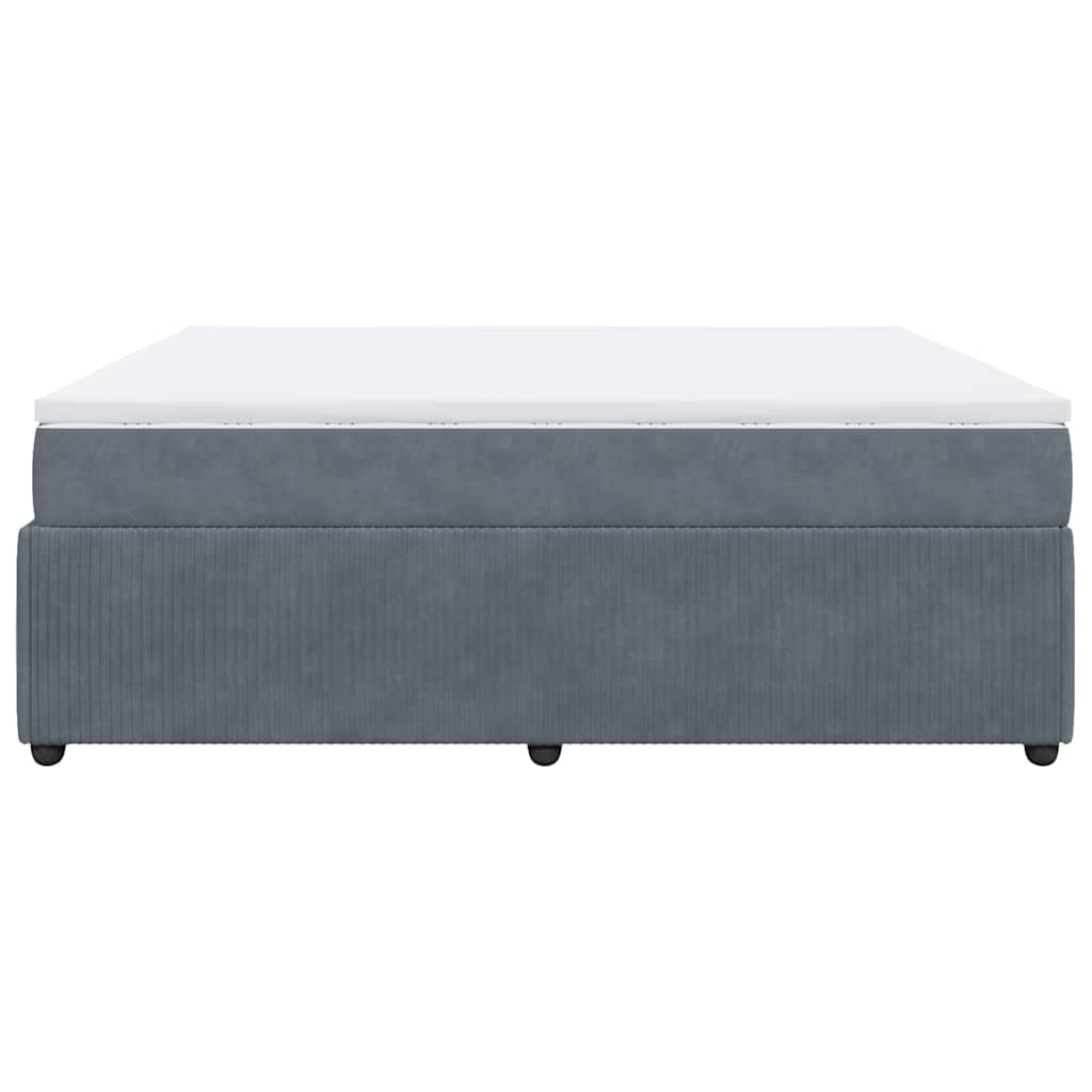 vidaXL Κρεβάτι Boxspring με Στρώμα Σκούρο Γκρι 180x200 εκ. Βελούδινο
