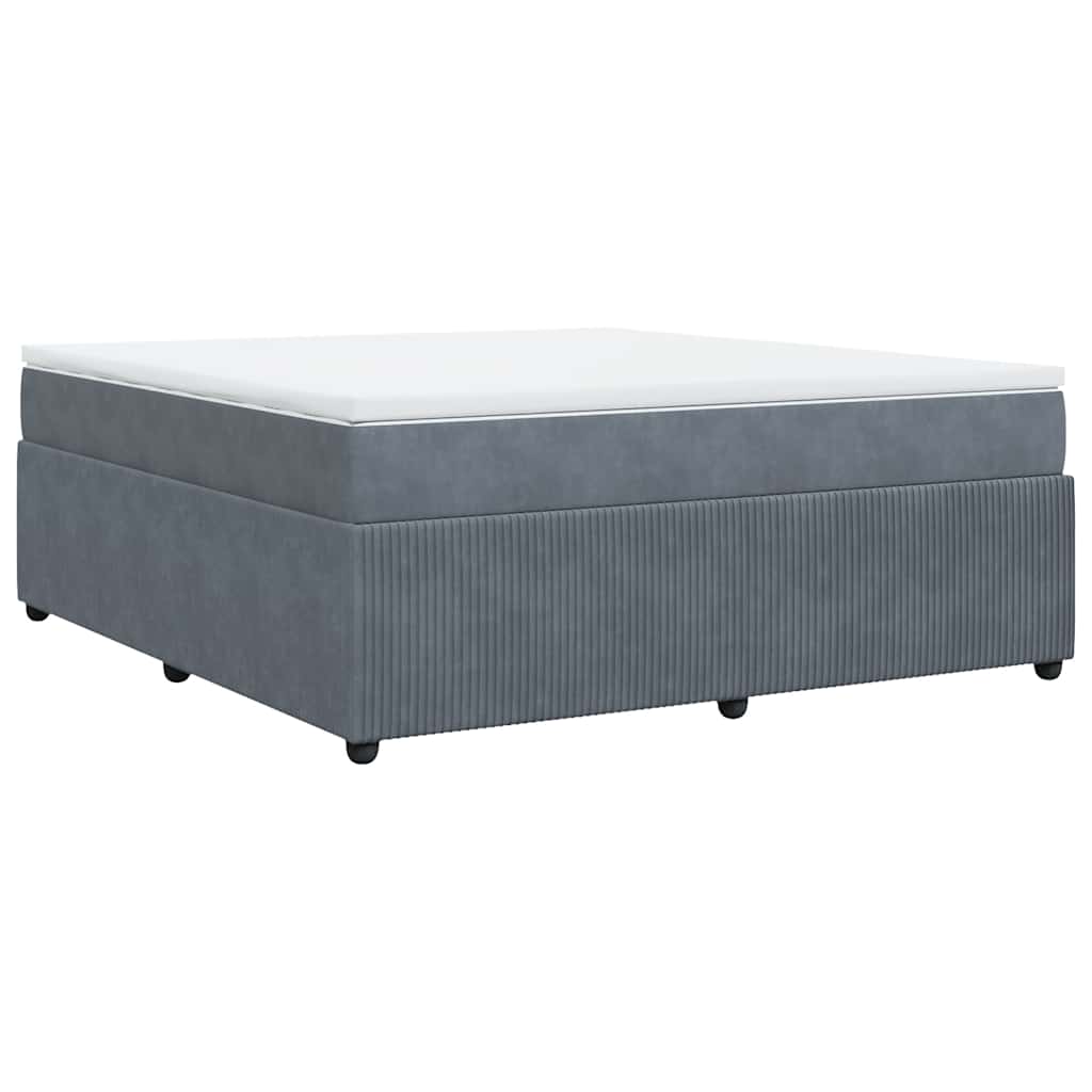 vidaXL Κρεβάτι Boxspring με Στρώμα Σκούρο Γκρι 180x200 εκ. Βελούδινο